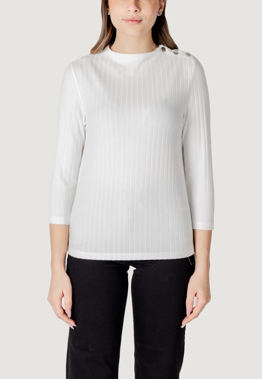 Maglia Street One turtle neck shirt w.buttons Bianco - Foto 5