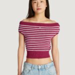 Maglia Tommy Hilfiger Jeans TJW OFF SHOULDER Rosso - Foto 1