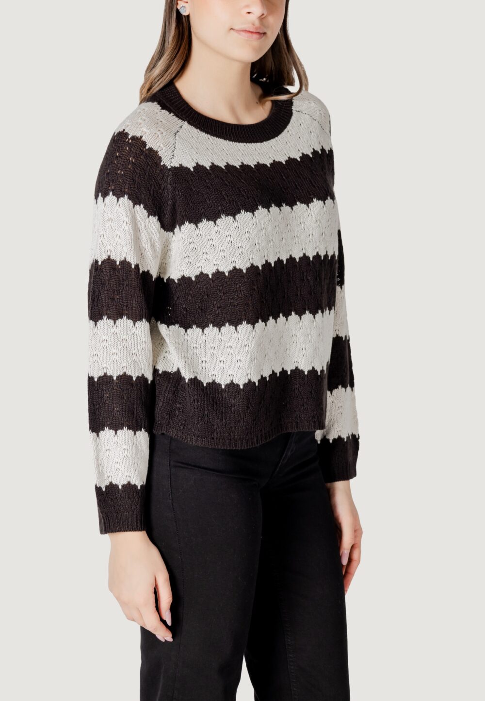 Maglione Jacqueline de Yong JDYSUN MINNA L/S Black-White - Foto 3