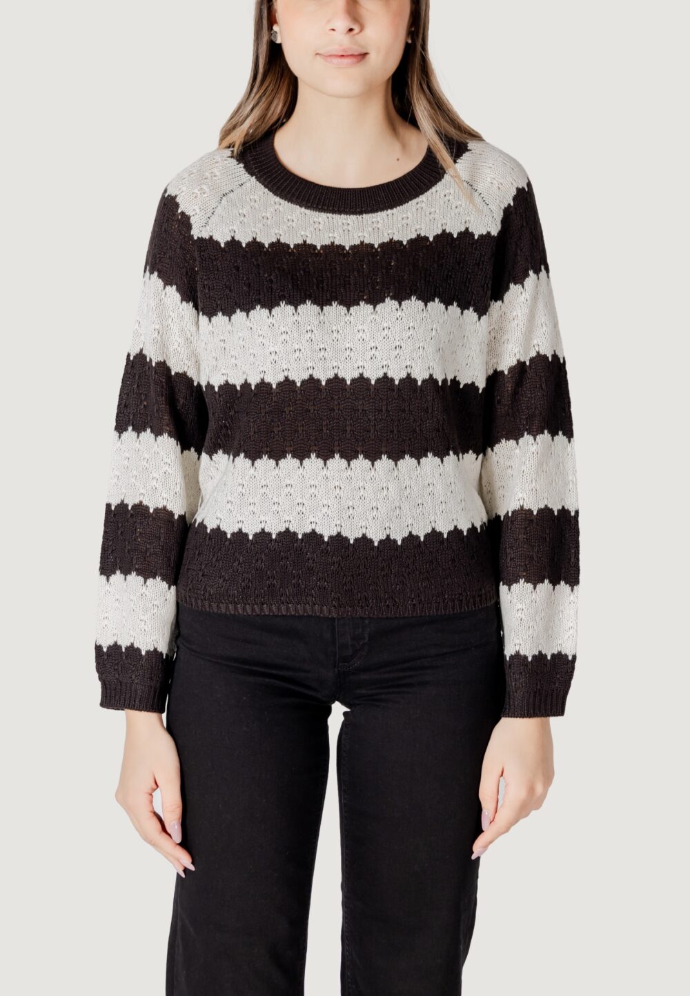 Maglione Jacqueline de Yong JDYSUN MINNA L/S Black-White - Foto 5