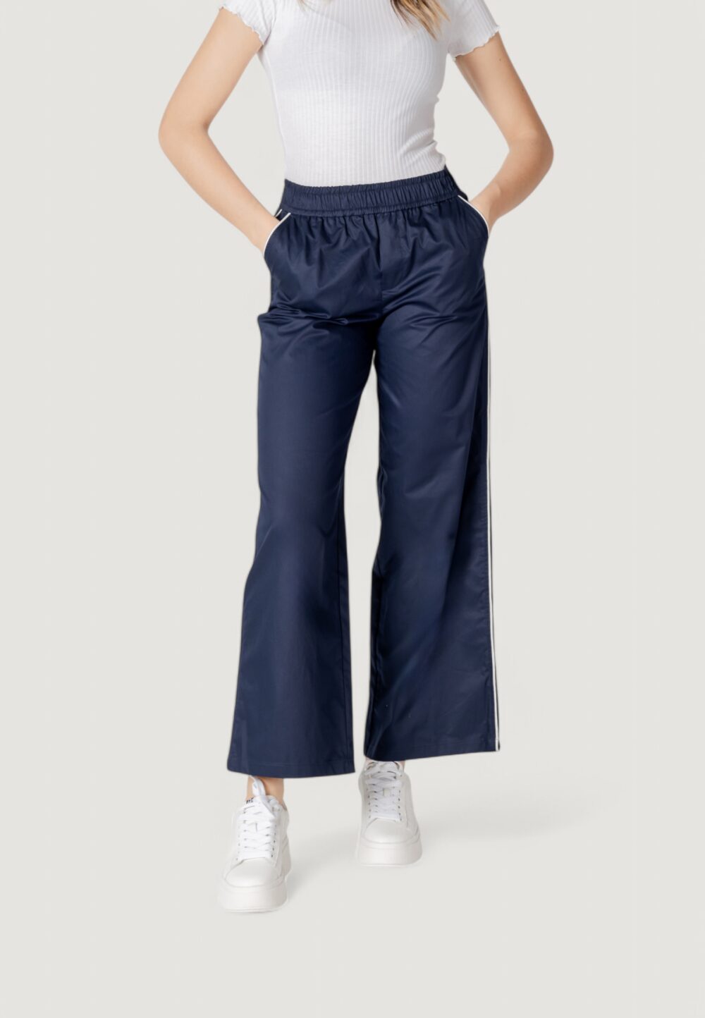 Pantaloni a palazzo Only Onlzora Mw Pull-Up Piping Pant Pnt Blue scuro - Foto 1