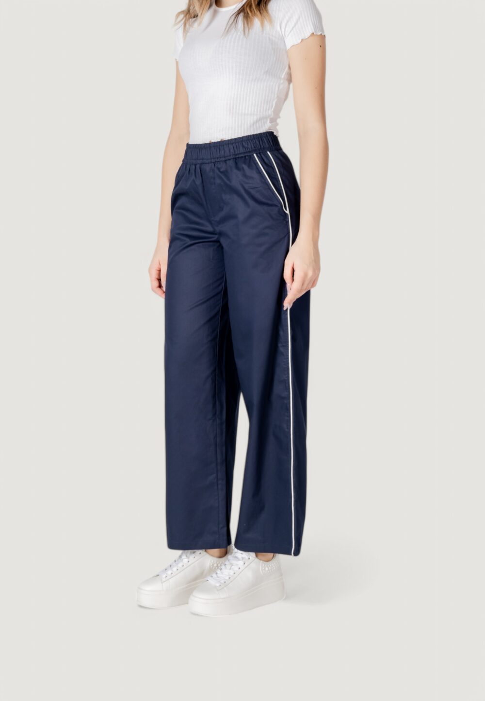 Pantaloni a palazzo Only Onlzora Mw Pull-Up Piping Pant Pnt Blue scuro - Foto 3