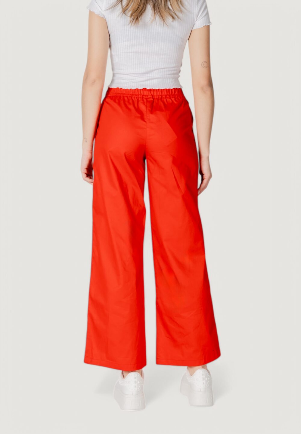 Pantaloni a palazzo Only Onlzora Mw Pull-Up Piping Pant Pnt Rosso - Foto 5