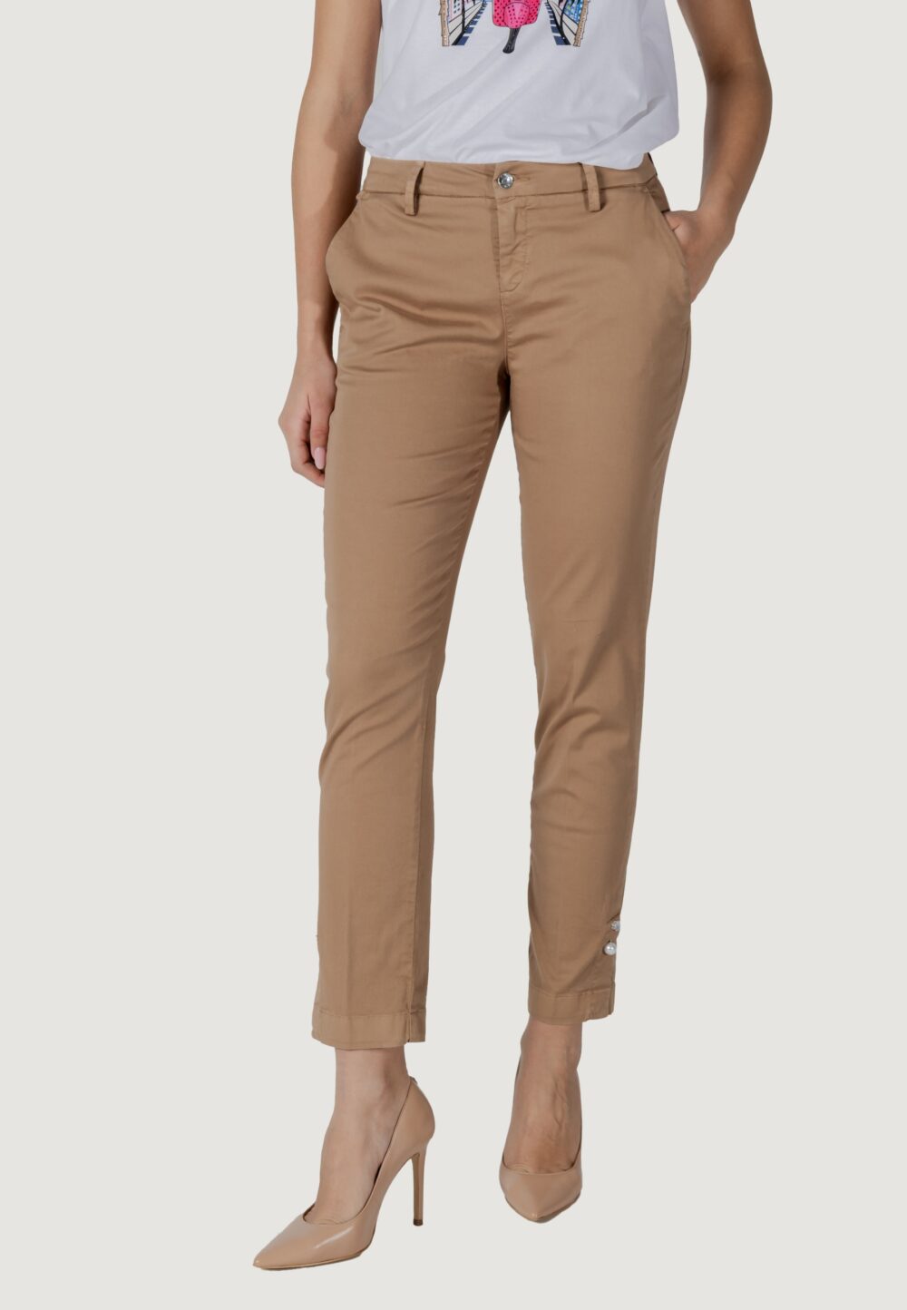 Pantaloni a sigaretta Liu-Jo CHINO CHIC REG.W. Beige - Foto 3