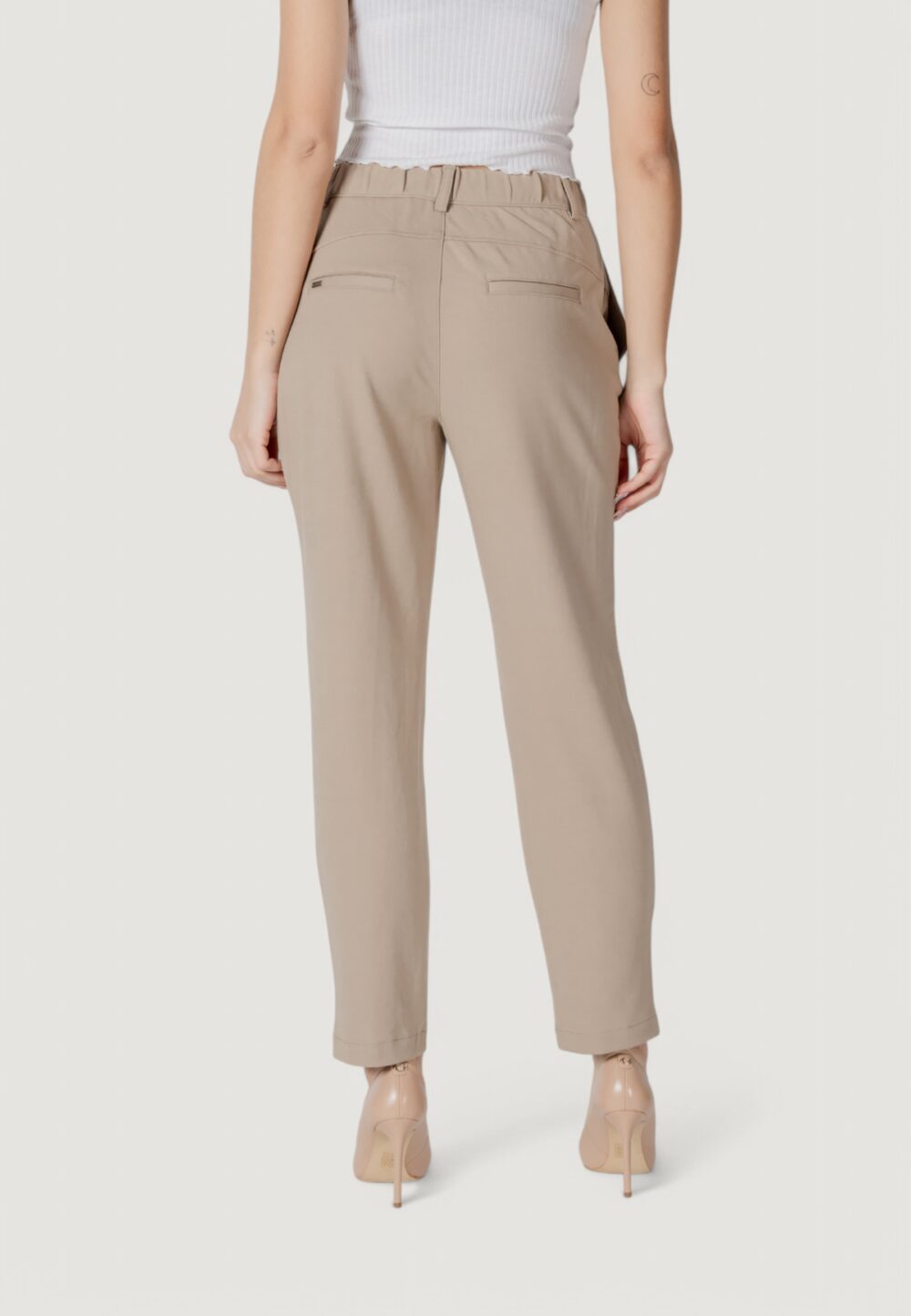 Pantaloni regular Street One Tapered Leg Punto di Roma Beige - Foto 4