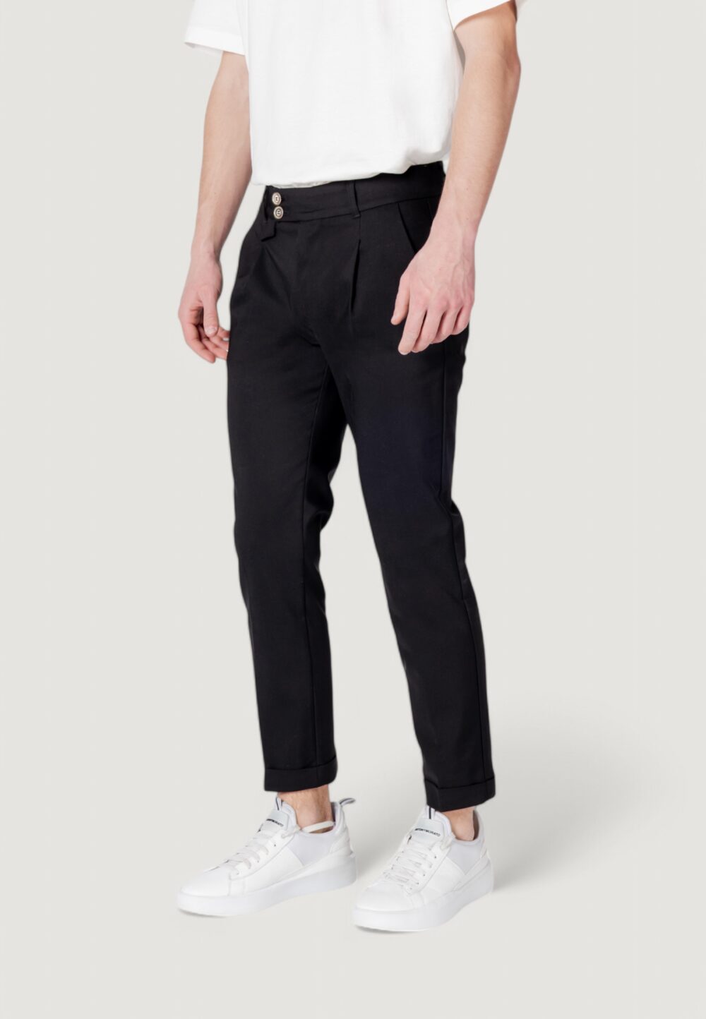 Pantaloni tapered Gianni Lupo  Nero - Foto 2