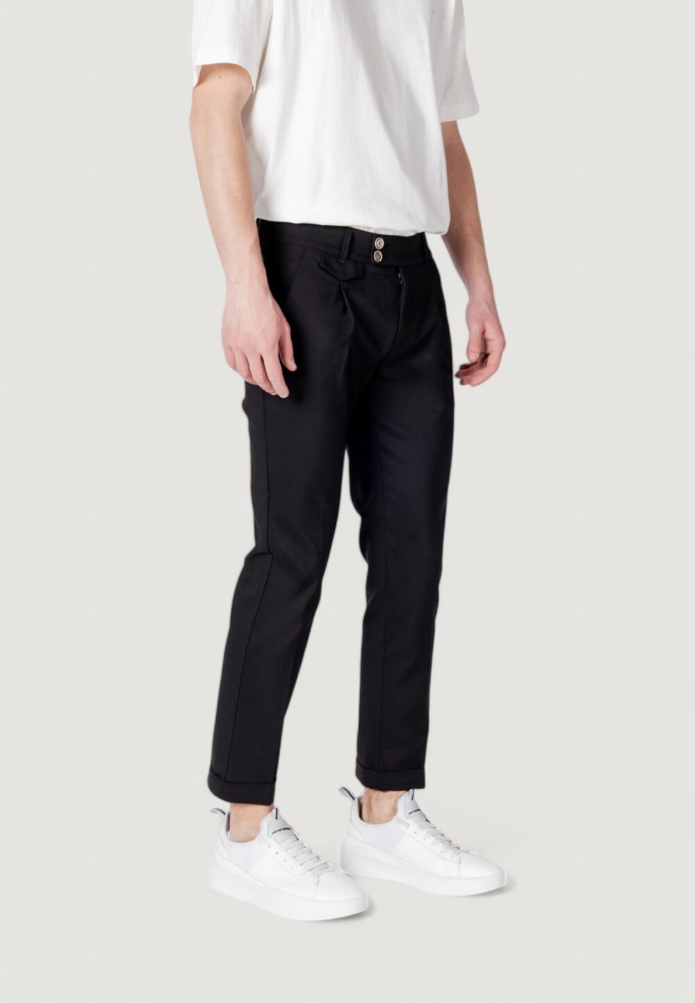 Pantaloni tapered Gianni Lupo  Nero - Foto 3