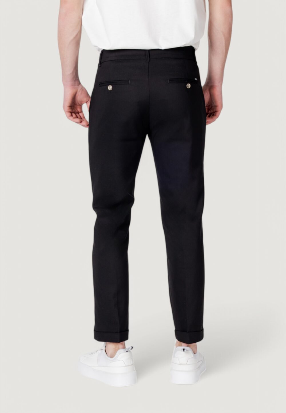 Pantaloni tapered Gianni Lupo  Nero - Foto 4