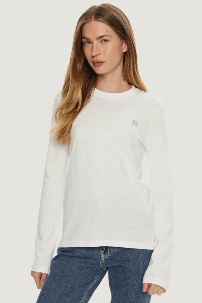 T-shirt Calvin Klein CK EMBRO REGULAR LON Bianco