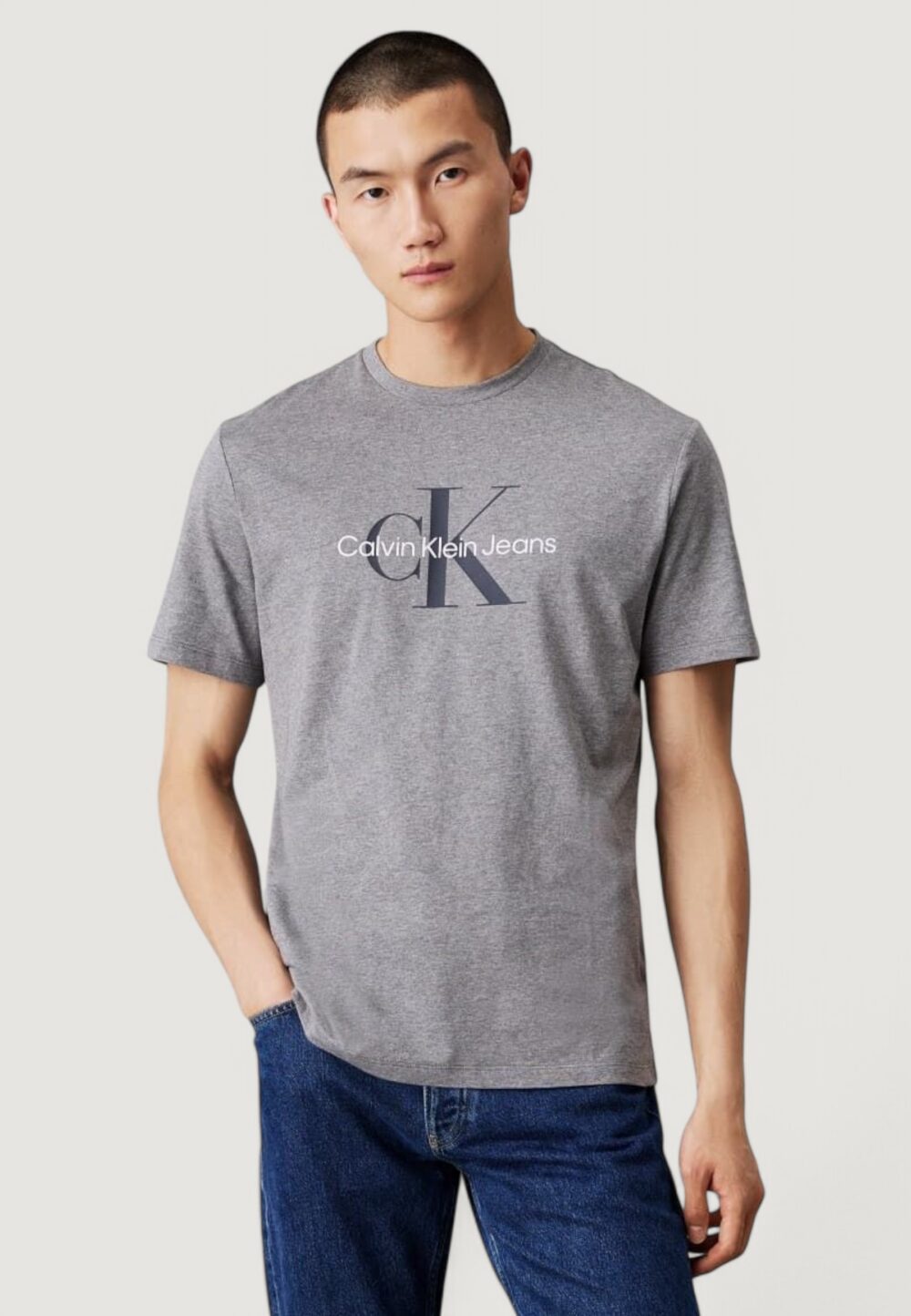 T-shirt Calvin Klein Jeans SS HERO MONOGRAM TEE Grigio - Foto 1