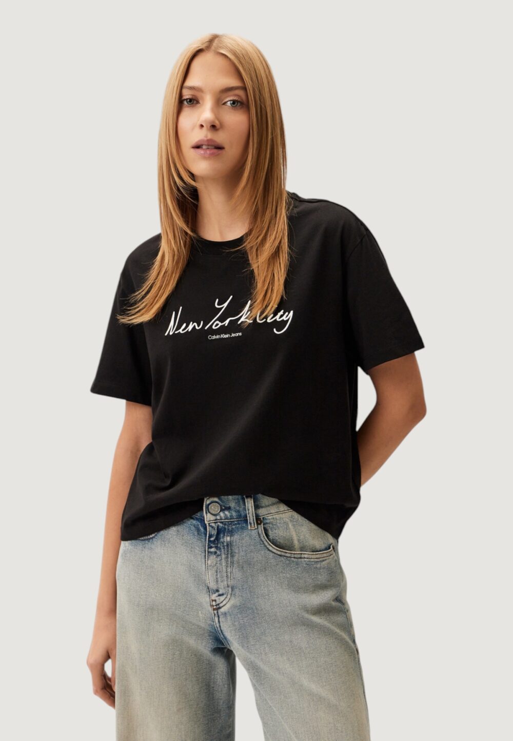 T-shirt Calvin Klein Jeans EMBROIDERED NYC RELA Nero - Foto 1