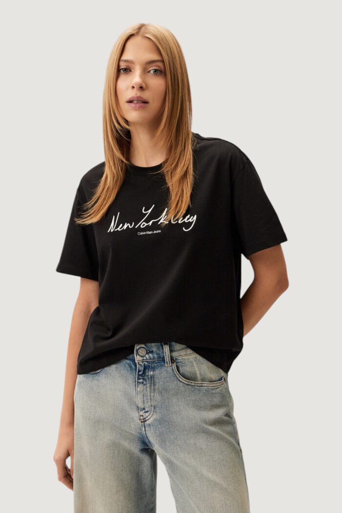 T-shirt Calvin Klein EMBROIDERED NYC RELA Nero