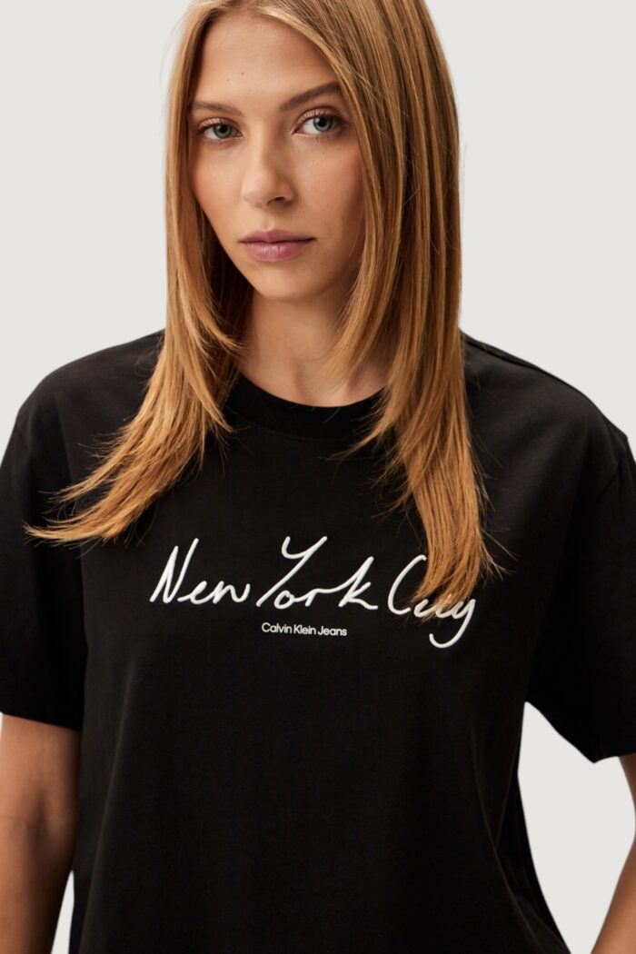 T-shirt Calvin Klein EMBROIDERED NYC RELA Nero