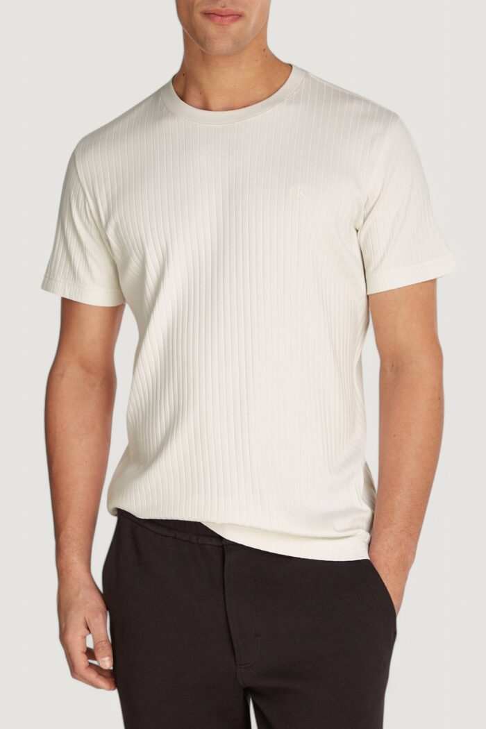 T-shirt Calvin Klein LINEAR QUILTED TEE Panna