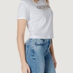 T-shirt Guess CN SS CROPPED WASHED Bianco - Foto 4