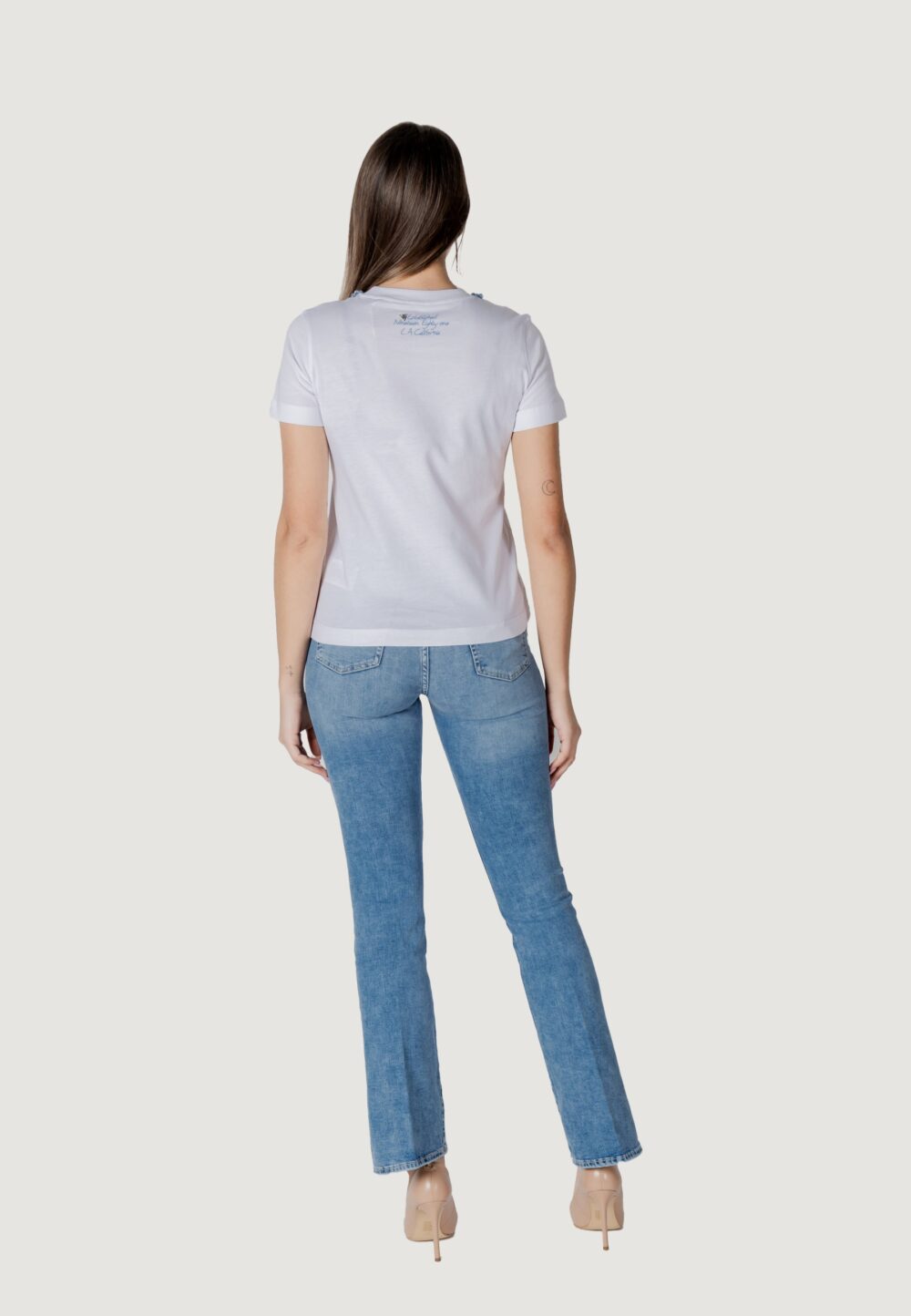 T-shirt Guess CN SS JEANS CHAIN TE Bianco - Foto 5