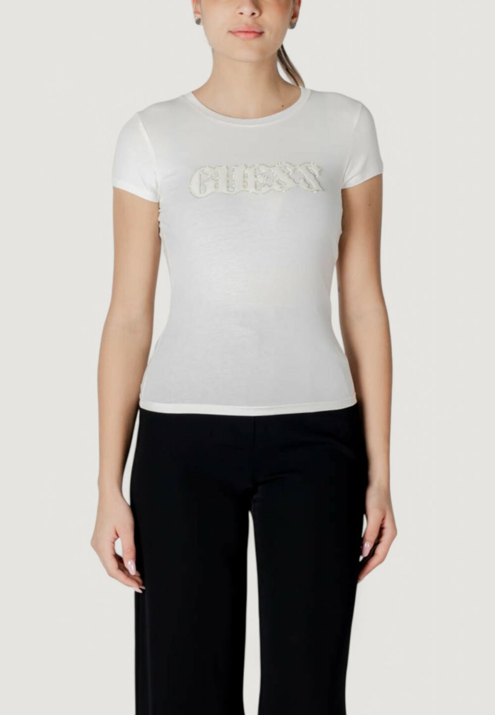 T-shirt Guess SS PONY HAIR LOGO R5 Bianco - Foto 2