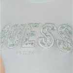 T-shirt Guess CN SS LOGO LACE TEE Celeste - Foto 5