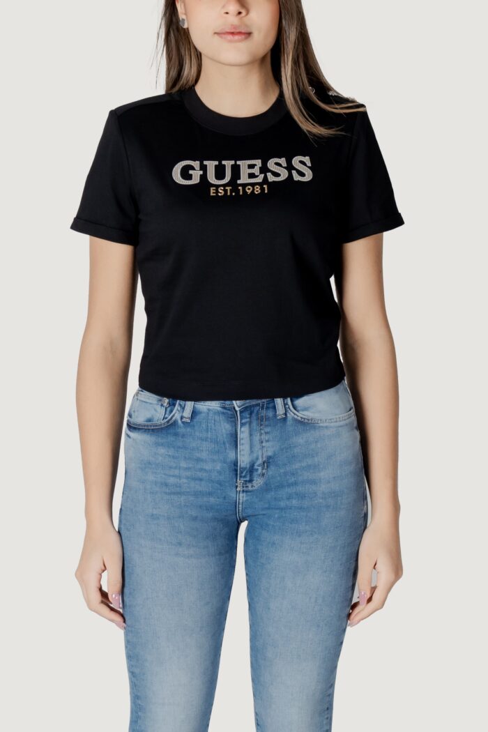 T-shirt Guess CN SS CROPPED WASHED Nero – W5GI15 K8FQ4