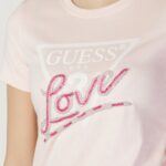 T-shirt Guess CN SS LOVE TRIANGLE Rosa - Foto 5