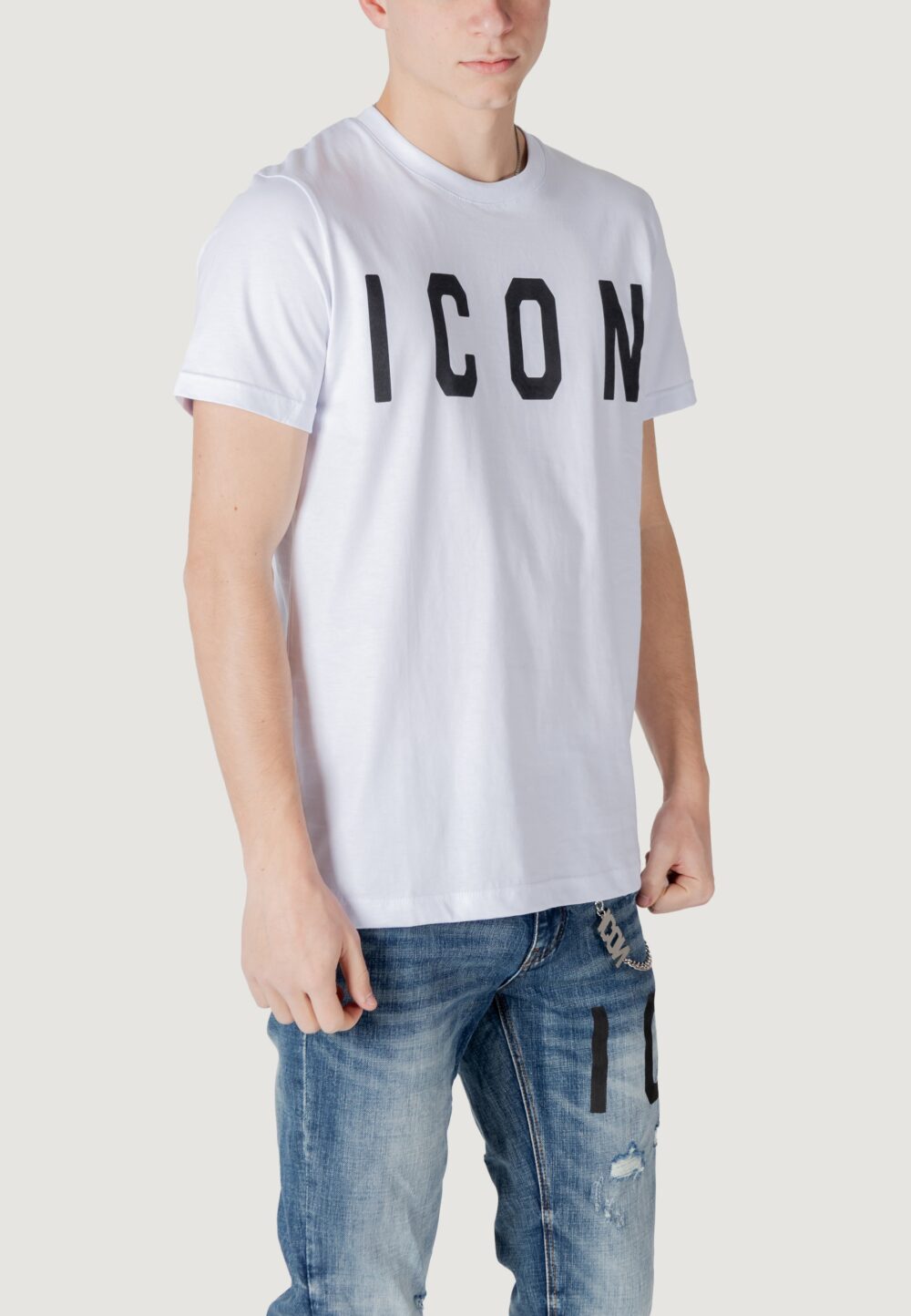 T-shirt Icon LOGO GRANDE Bianco - Foto 3