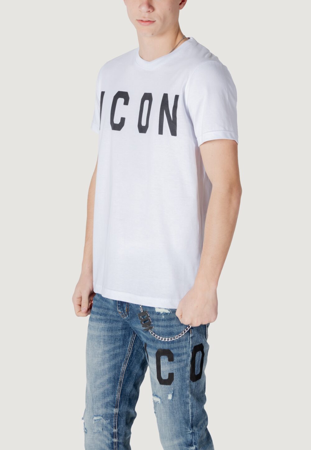 T-shirt Icon LOGO GRANDE Bianco - Foto 4