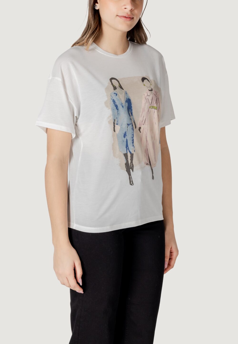 T-shirt Only Onlmelina S/S Ladies Top Box Jrs Bianco - Foto 3