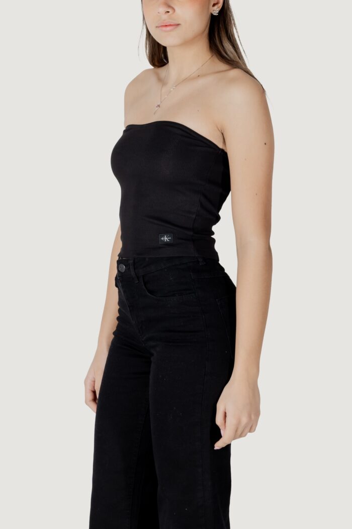 Top Calvin Klein WOVEN LABEL RIB Nero