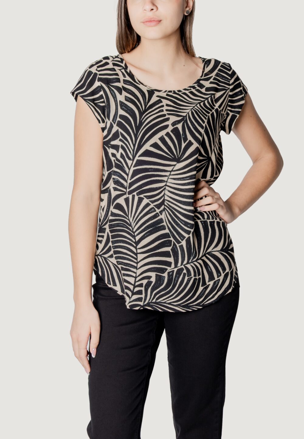 Blusa manica corta Only ONLNOVA LIFE S/S AOP  PTM Beige chiaro - Foto 1