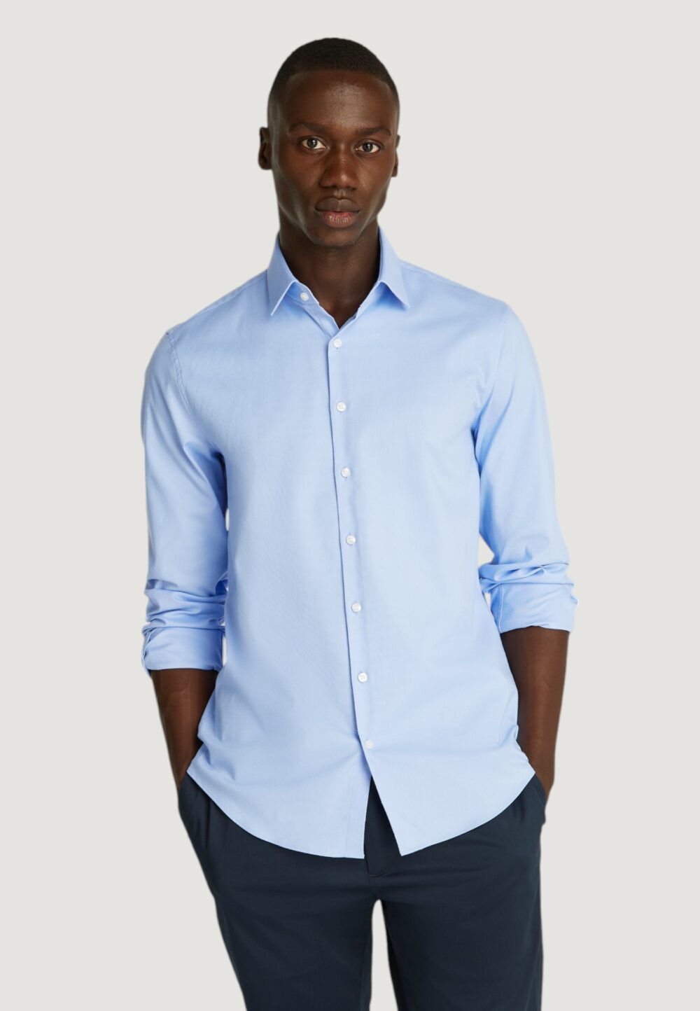 Camicia manica lunga Calvin Klein TONAL STRUCTURE Blu Chiaro - Foto 1