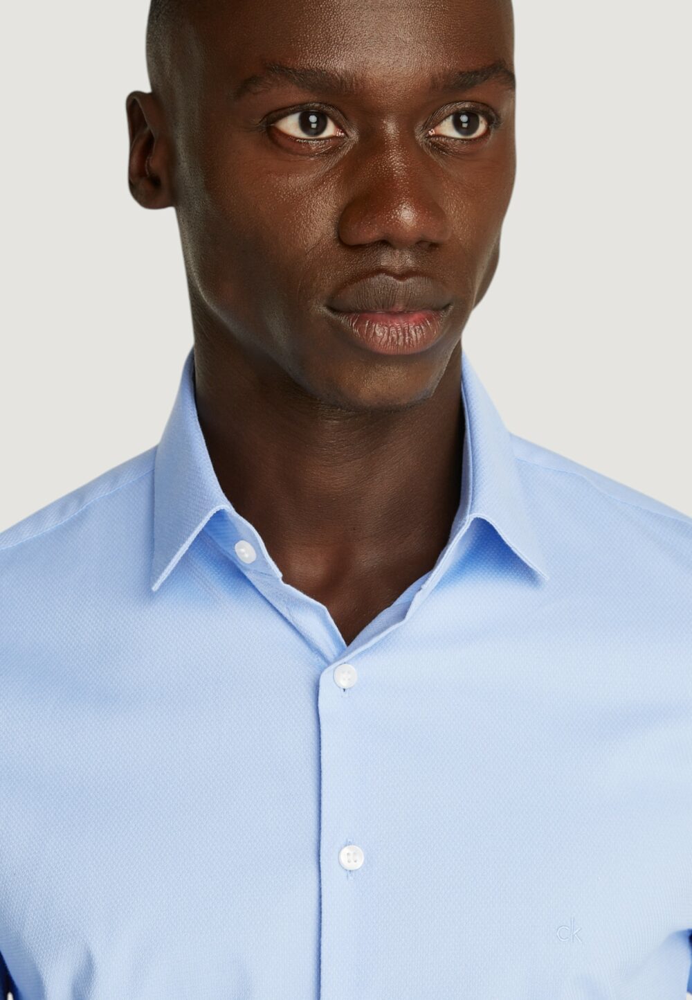 Camicia manica lunga Calvin Klein TONAL STRUCTURE Blu Chiaro - Foto 4