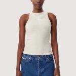 Canotta Calvin Klein Jeans MONOLOGO RIB TANK Beige chiaro - Foto 1