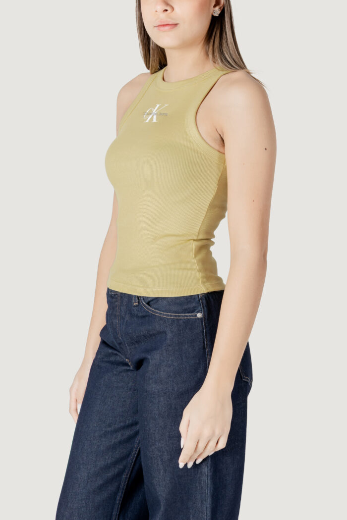 Canotta Calvin Klein MONOLOGO RIB TANK Giallo lime