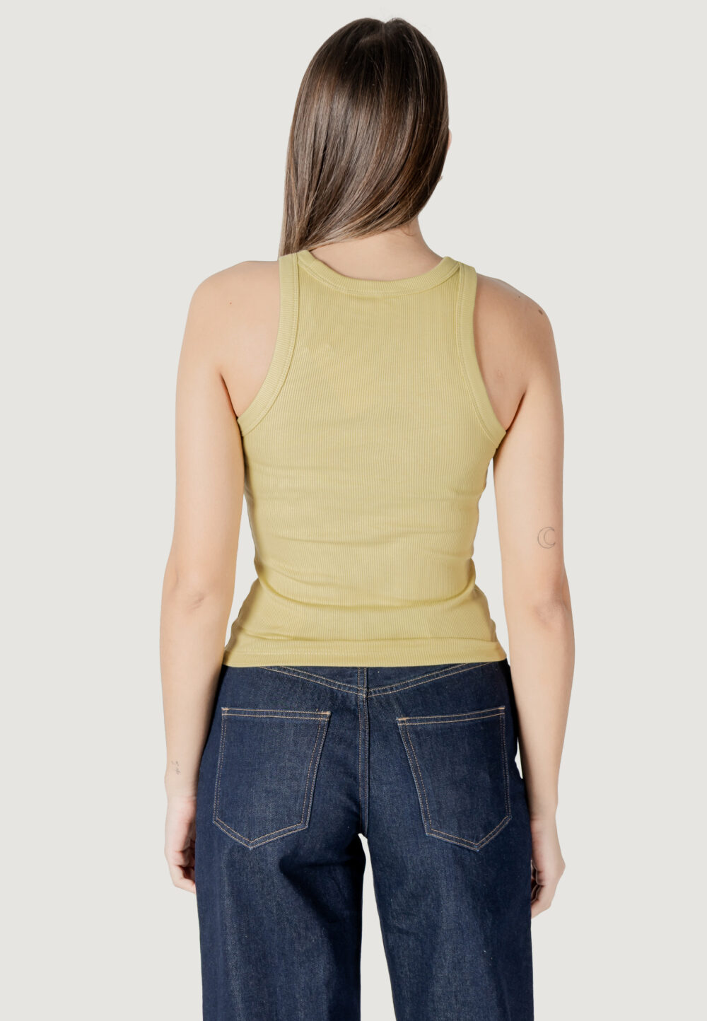 Canotta Calvin Klein Jeans MONOLOGO RIB TANK Giallo lime - Foto 4