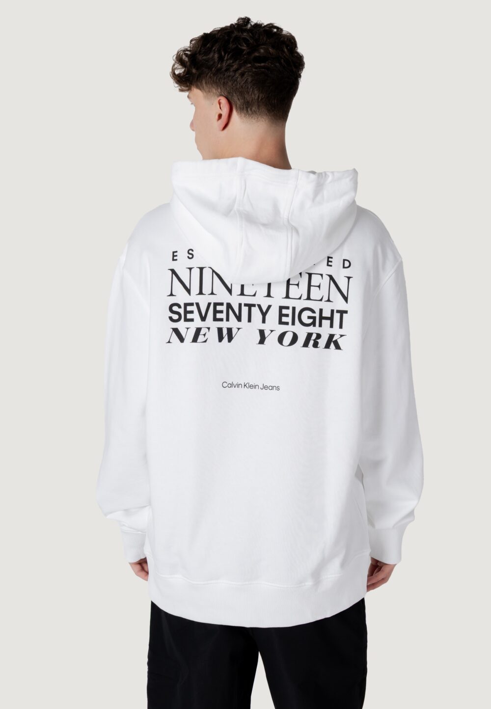 Felpa con cappuccio Calvin Klein Jeans Typeface Graphic Hoodie Bianco - Foto 4