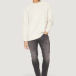 Felpa senza cappuccio Calvin Klein Jeans INTERLOCK CREW NECK Beige chiaro - Foto 4