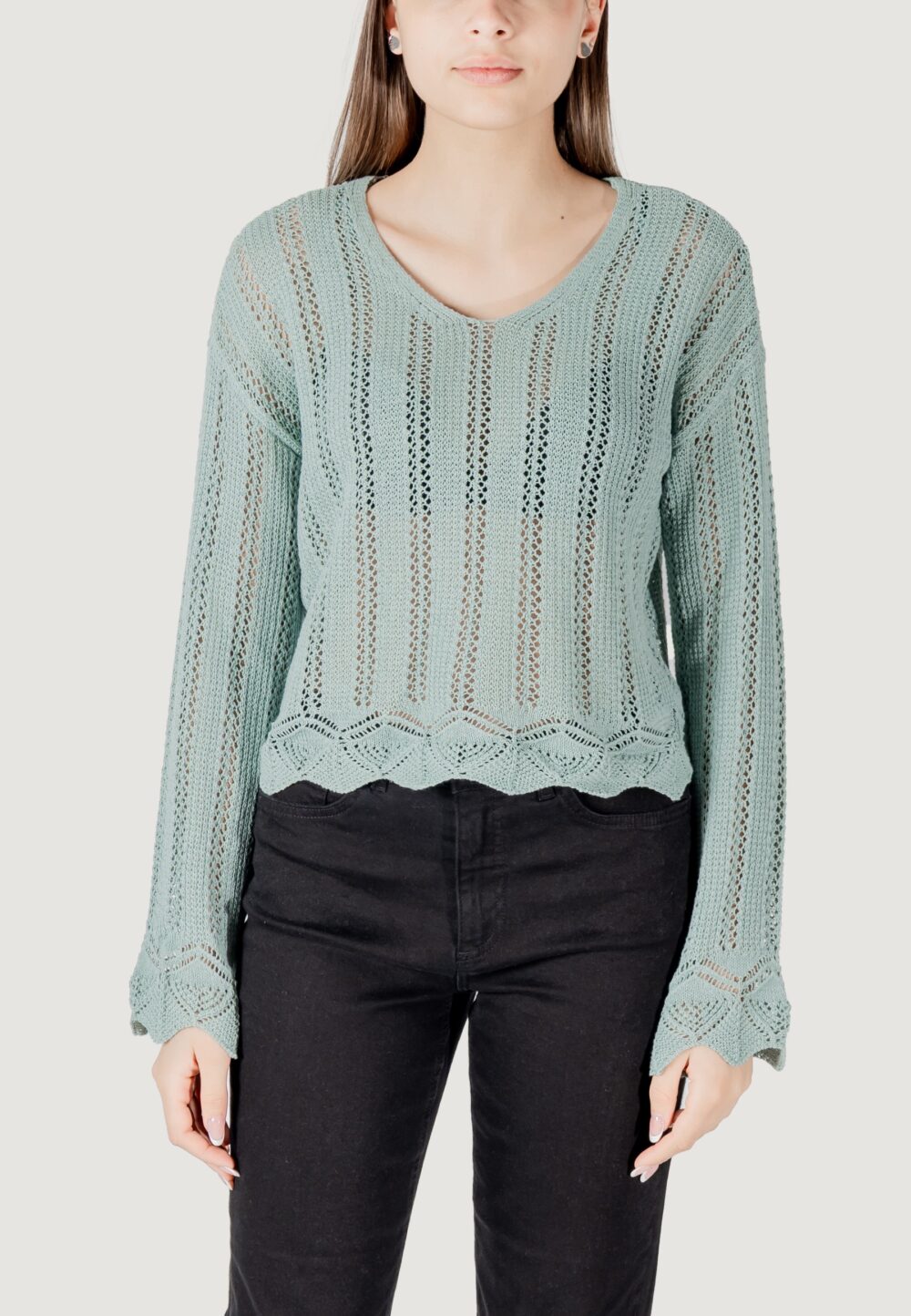 Maglia Only ONLELBA LIFE LS V-NECK CC KNT Tiffany - Foto 5