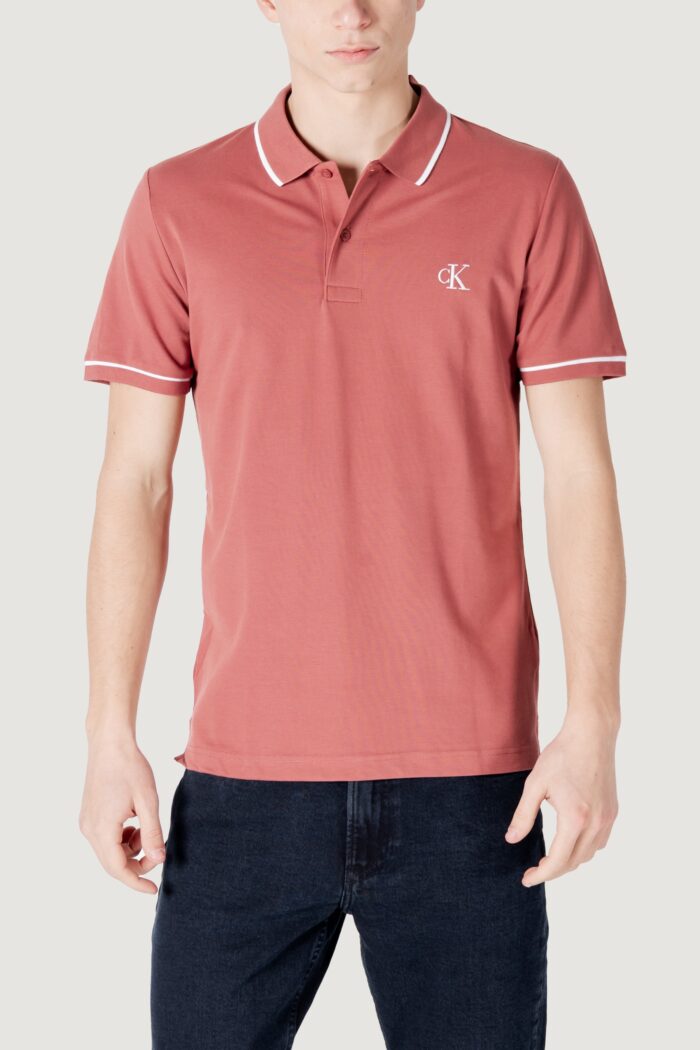 Polo manica corta Calvin Klein TIPPING SLIM POLO Ruggine