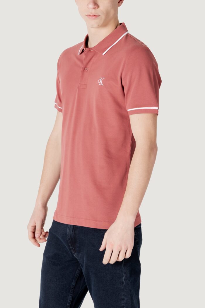 Polo manica corta Calvin Klein TIPPING SLIM POLO Ruggine