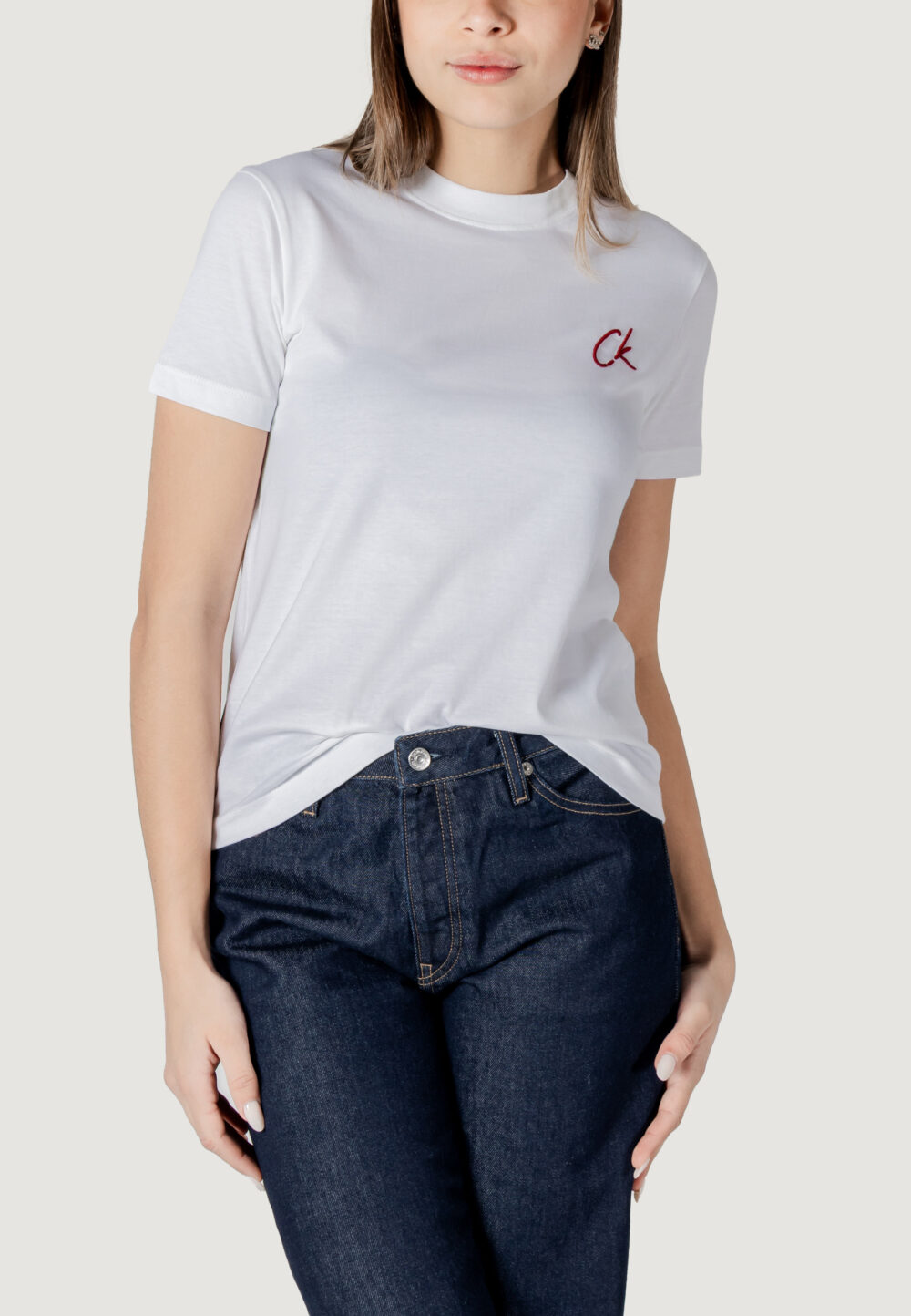 T-shirt Calvin Klein Jeans EMBROIDERED CK REGUL Bianco - Foto 1