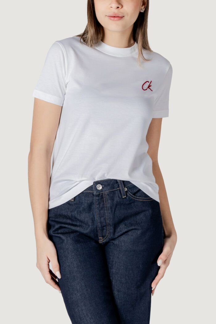 T-shirt Calvin Klein EMBROIDERED CK REGUL Bianco