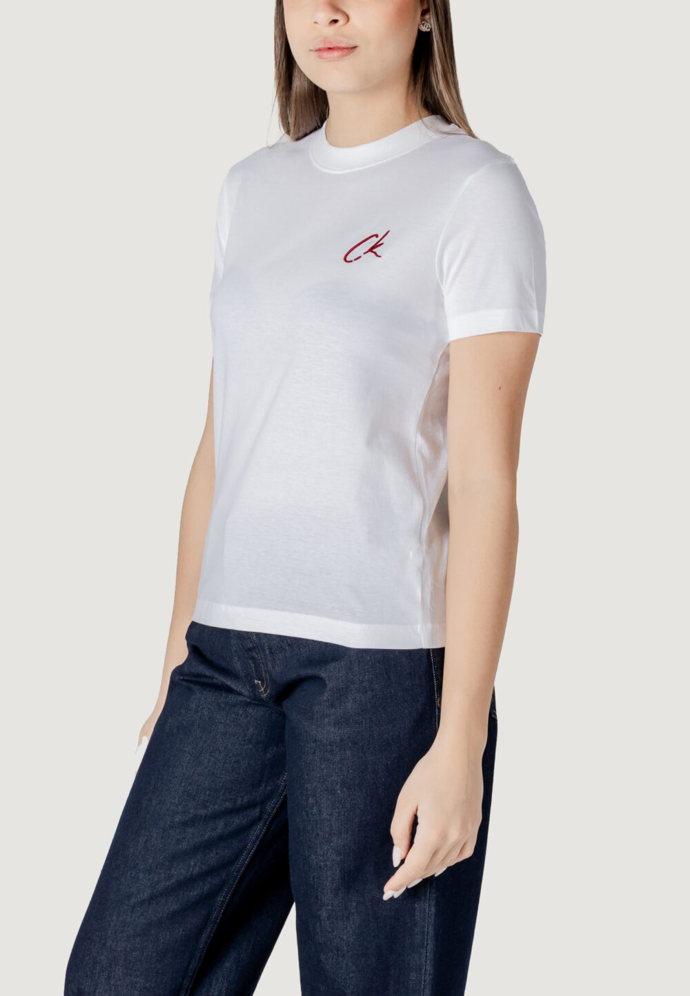 T-shirt Calvin Klein Jeans EMBROIDERED CK REGUL Bianco - Foto 2