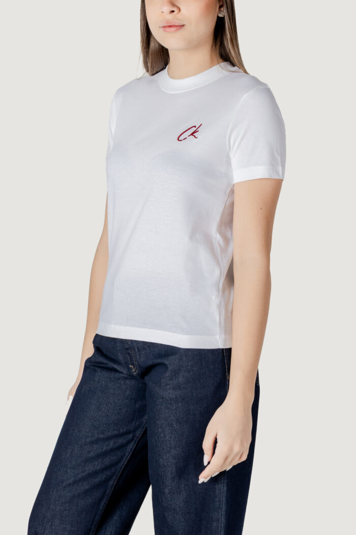 T-shirt Calvin Klein EMBROIDERED CK REGUL Bianco