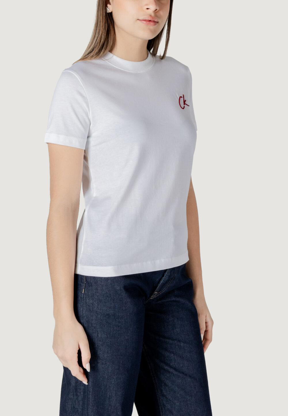 T-shirt Calvin Klein Jeans EMBROIDERED CK REGUL Bianco - Foto 3