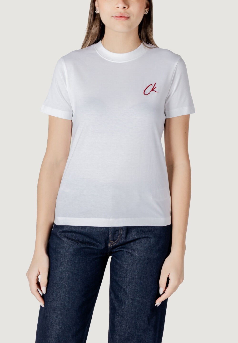 T-shirt Calvin Klein Jeans EMBROIDERED CK REGUL Bianco - Foto 5