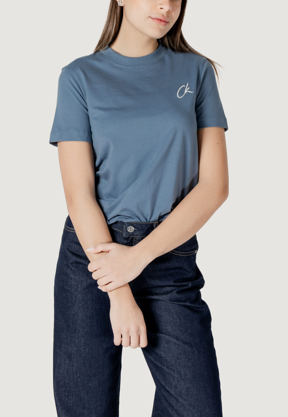 T-shirt Calvin Klein Jeans EMBROIDERED CK REGUL Blu - Foto 1