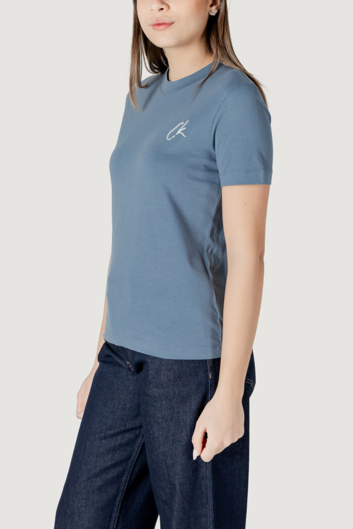 T-shirt Calvin Klein EMBROIDERED CK REGUL Blu