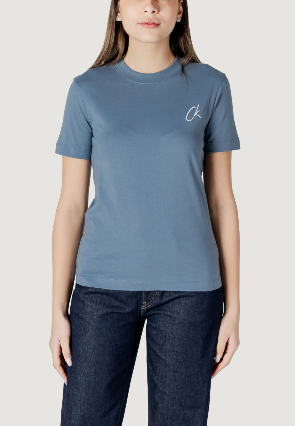 T-shirt Calvin Klein Jeans EMBROIDERED CK REGUL Blu - Foto 5