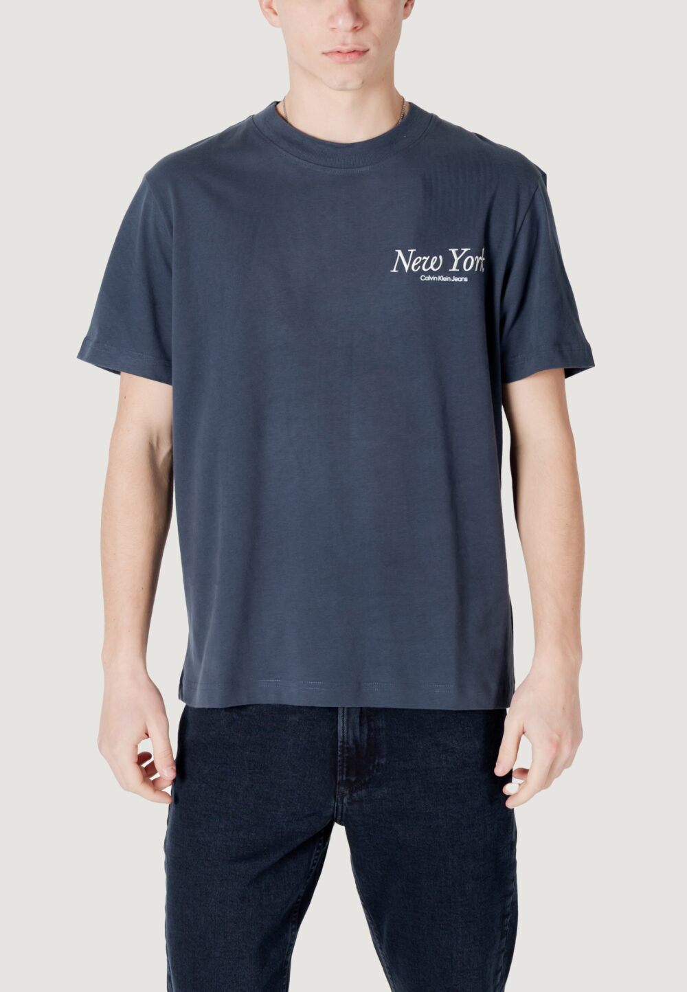 T-shirt Calvin Klein Jeans NEW YORK SCRIPT TEE Blue scuro - Foto 1