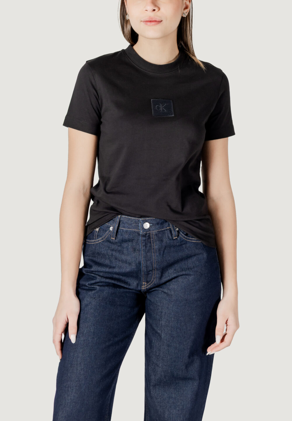 T-shirt Calvin Klein Jeans EMBROIDERED BOX REGU Nero - Foto 1